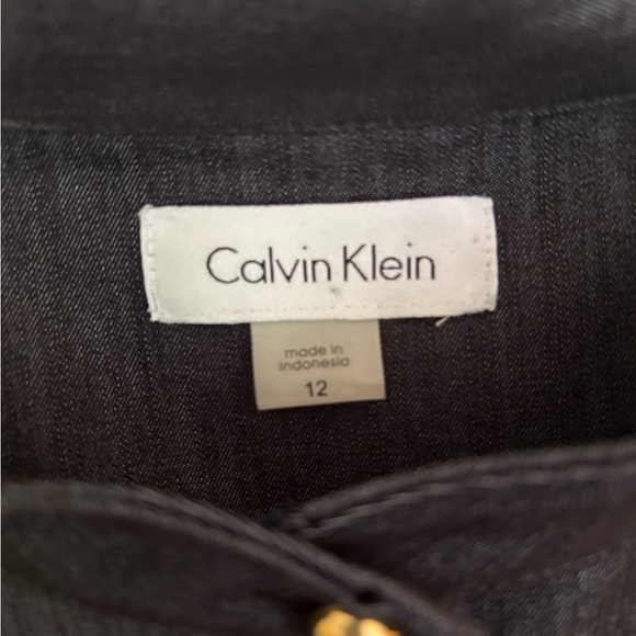 Calvin Klein Sleeveless Navy Blue Dress w/Gold button Accents - Picture 3 of 5